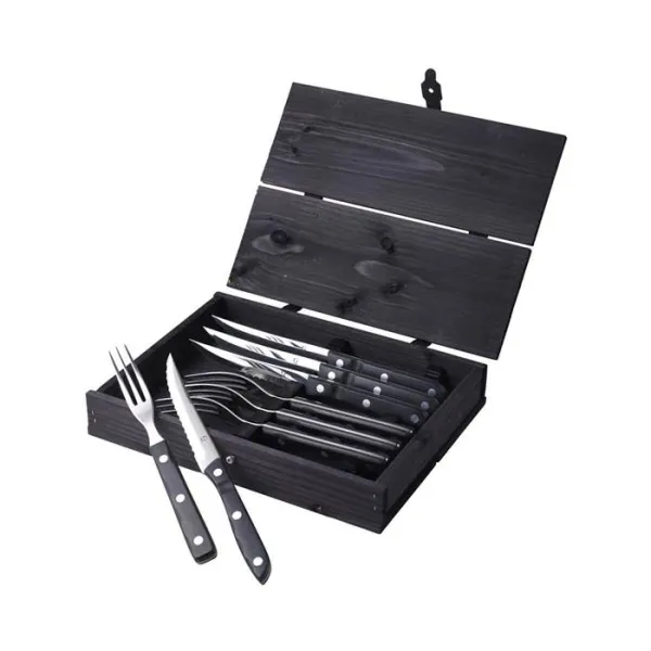 Gense Old Farmer Steak-/Grillbesteck 8-teilig - Schwarz/Edelstahl