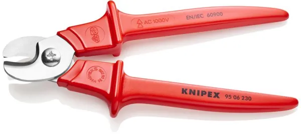 Knipex Kabelschere, Griffe kunststoffgespritzt, isoliert, VDE-geprüft, 230 mm