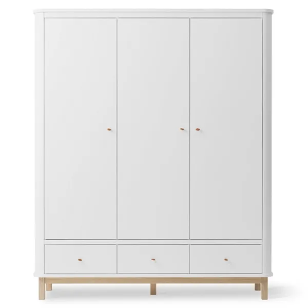 Oliver Furniture Wood Kleiderschrank 3 Türen Weiß/Eiche