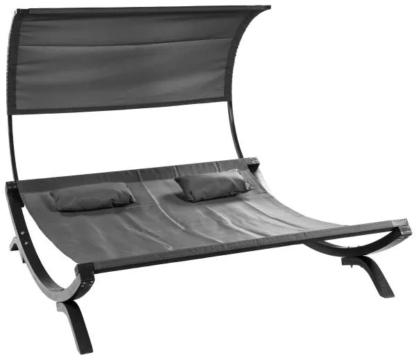 Doppelte Sonnenliege mit Überdachung aus Lärchenholz